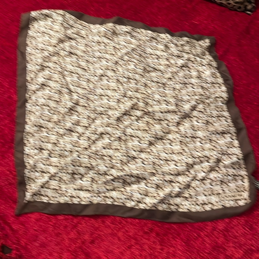 Coach signature silk scarf in brown and tan 21x21